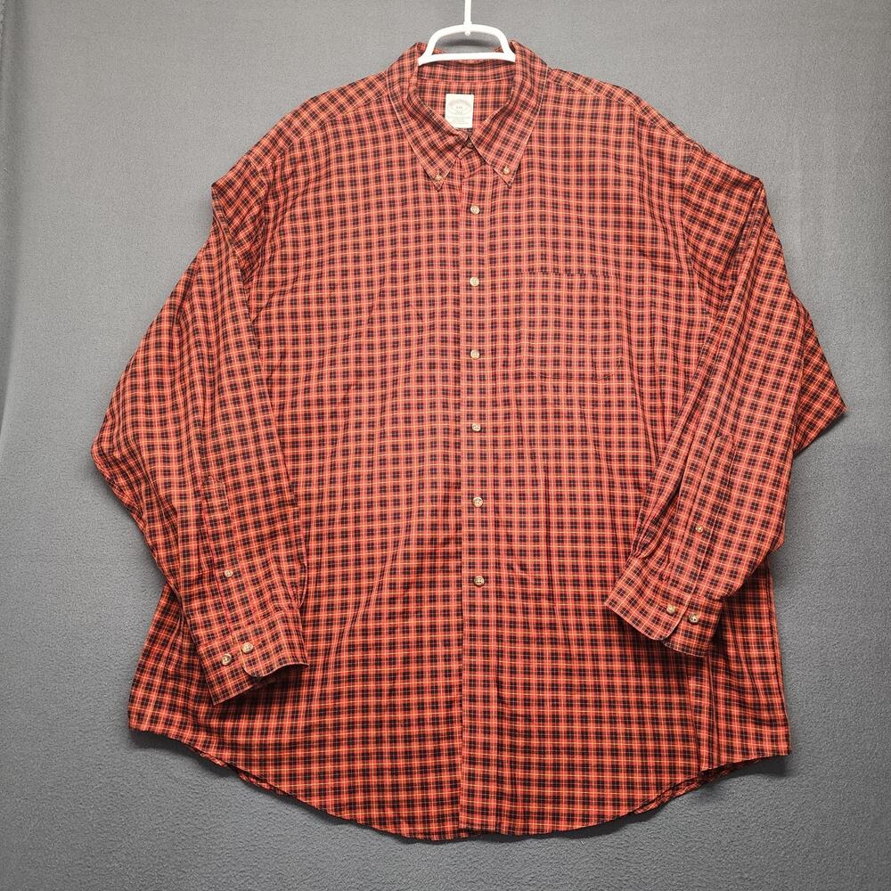 Brooks Brothers Shirt Mens 2XL Red Plaid Long Sleeve Button Down Non-Iron 346